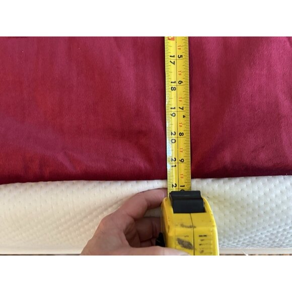 Throw Pillow Velvet Velour Pleated Zippered 21" Square Set 2 Cranberry Red Decor - Picture 8 of 9